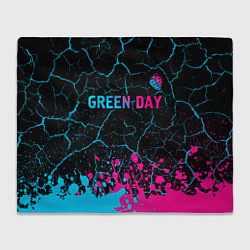 Плед флисовый Green Day - neon gradient: символ сверху, цвет: 3D-велсофт