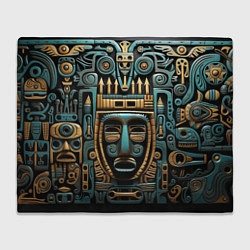 Плед флисовый Орнамент с маской в египетском стиле, цвет: 3D-велсофт
