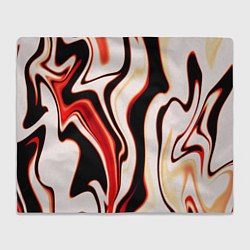 Плед флисовый Абстракция разлитые краски бежевый красный и чёрны, цвет: 3D-велсофт