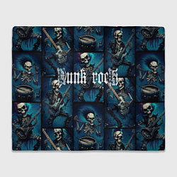 Плед флисовый Punk rock от скелетов, цвет: 3D-велсофт