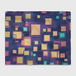 Плед флисовый Разноцветные ретро квадраты, цвет: 3D-велсофт