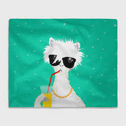 Плед флисовый Лама - альпака на чиле, цвет: 3D-велсофт