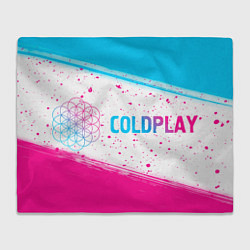 Плед флисовый Coldplay neon gradient style по-горизонтали, цвет: 3D-велсофт