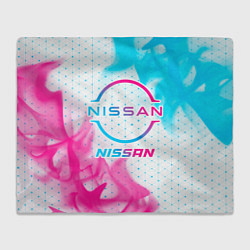 Плед флисовый Nissan neon gradient style, цвет: 3D-велсофт