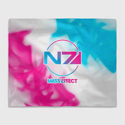 Плед флисовый Mass Effect neon gradient style, цвет: 3D-велсофт