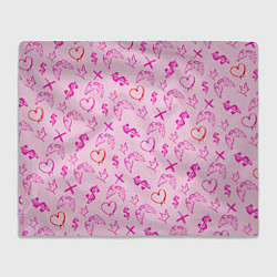 Плед флисовый Паттерн - розовые граффити, цвет: 3D-велсофт