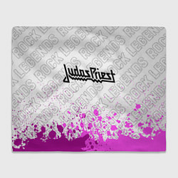 Плед флисовый Judas Priest rock legends посередине, цвет: 3D-велсофт