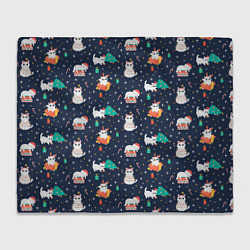 Плед флисовый Pattern with new years cats, цвет: 3D-велсофт