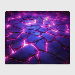 Плед флисовый Неоновые фиолетовые камни со свечением, цвет: 3D-велсофт
