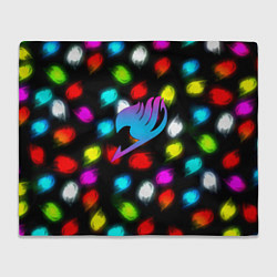 Плед флисовый Fairy Tail неоновые лого, цвет: 3D-велсофт