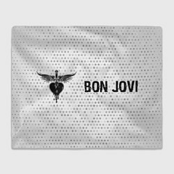 Плед флисовый Bon Jovi glitch на светлом фоне по-горизонтали, цвет: 3D-велсофт