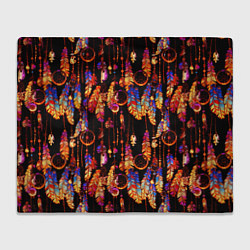Плед флисовый Ловцы снов с яркими перьями, цвет: 3D-велсофт