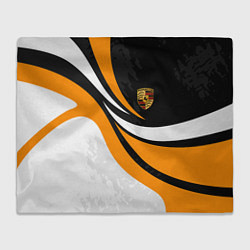 Плед флисовый Porsche - Оранжевая абстракция, цвет: 3D-велсофт