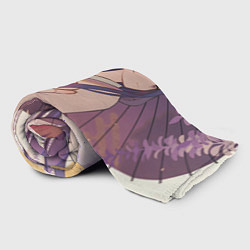 Плед флисовый Genshin Impact Raiden Ei под зонтом, цвет: 3D-велсофт — фото 2
