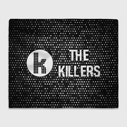 Плед флисовый The Killers glitch на темном фоне по-горизонтали, цвет: 3D-велсофт