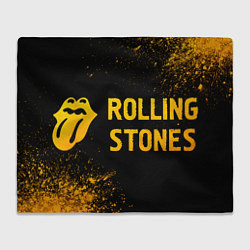 Плед флисовый Rolling Stones - gold gradient по-горизонтали, цвет: 3D-велсофт