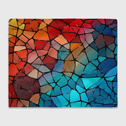 Плед флисовый Красно-синяя витражная мозаика, цвет: 3D-велсофт