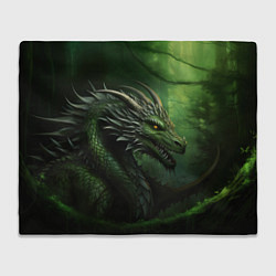 Плед флисовый Зеленый дракон символ 2024, цвет: 3D-велсофт