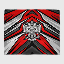 Плед флисовый Россия - красная геометрия, цвет: 3D-велсофт