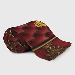 Плед флисовый Золотой герб России на красном кожаном фоне, цвет: 3D-велсофт — фото 2