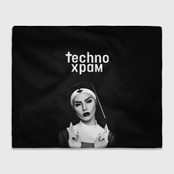 Плед флисовый Techno храм монашка демон, цвет: 3D-велсофт