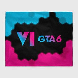 Плед флисовый GTA 6 - neon gradient по-горизонтали, цвет: 3D-велсофт