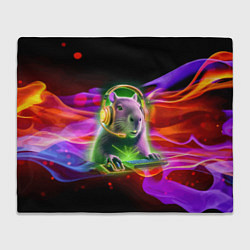 Плед флисовый Capybara is an avid gamer, цвет: 3D-велсофт