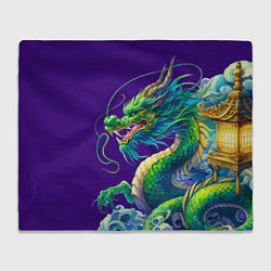 Плед флисовый Японская гравюра дракона - ирезуми, цвет: 3D-велсофт