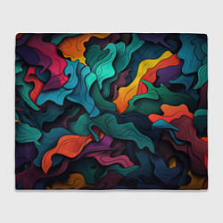 Плед флисовый Яркие кислотные разноцветные пятна в виде камуфляж, цвет: 3D-велсофт