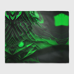 Плед Зелёная сеть на чёрном фоне