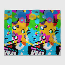 Плед флисовый Girls face - pop art, цвет: 3D-велсофт