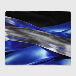 Плед флисовый Серебряная вставка на синей абстракции, цвет: 3D-велсофт
