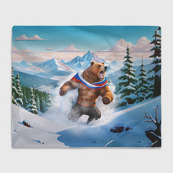 Плед флисовый Медведь с триколором, цвет: 3D-велсофт