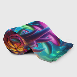 Плед флисовый Планета цветных неоновых грибов, цвет: 3D-велсофт — фото 2