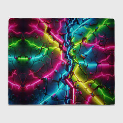 Плед флисовый Трещина - неон, цвет: 3D-велсофт