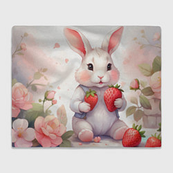 Плед флисовый Кролик с клубникой, цвет: 3D-велсофт