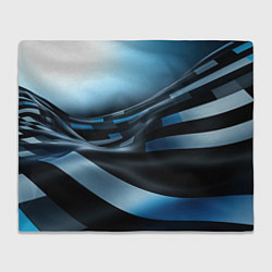 Плед флисовый Черно-синий абстрактный спортивный стиль, цвет: 3D-велсофт