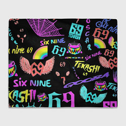 Плед флисовый 6ix9ine logo rap bend, цвет: 3D-велсофт