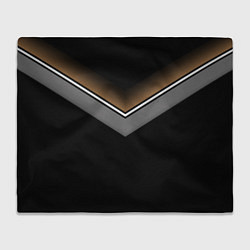 Плед флисовый Абстракция графика серая и коричневая полоски на ч, цвет: 3D-велсофт