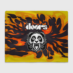 Плед флисовый The Doors рок панда и огонь, цвет: 3D-велсофт