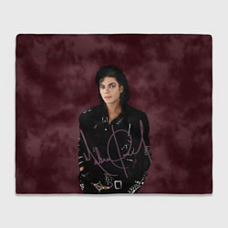 Плед флисовый Michael Jackson на бордовом фоне, цвет: 3D-велсофт