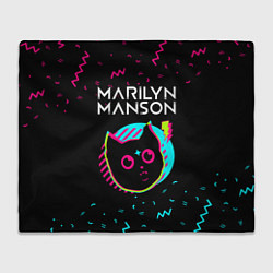 Плед флисовый Marilyn Manson - rock star cat, цвет: 3D-велсофт