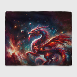 Плед флисовый Красный космический дракон, цвет: 3D-велсофт