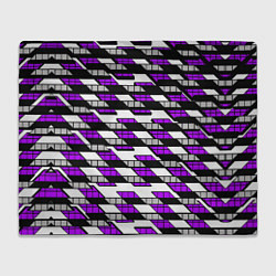 Плед флисовый Фиолетовые треугольники и квадраты на белом фоне, цвет: 3D-велсофт