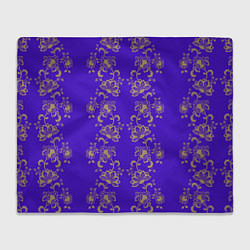 Плед флисовый Контурные цветы на фиолетовом фоне, цвет: 3D-велсофт