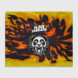 Плед флисовый Black Sabbath рок панда и огонь, цвет: 3D-велсофт