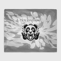 Плед флисовый Joy Division рок панда на светлом фоне, цвет: 3D-велсофт