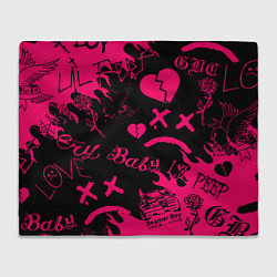 Плед флисовый Lil peep pink steel rap, цвет: 3D-велсофт