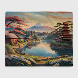 Плед флисовый Спокойный рассвет над японским горизонтом, цвет: 3D-велсофт
