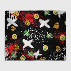 Плед флисовый Денежные смайлики и пачки долларов с крыльями, цвет: 3D-велсофт